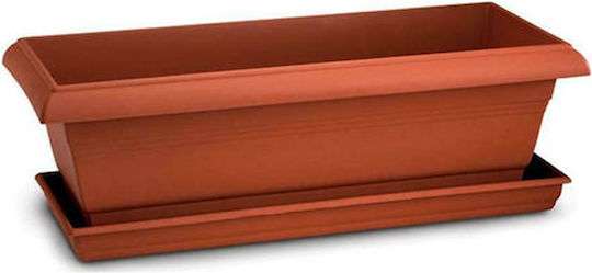 Atmosphera Festone Blumenkasten Kunststoff Terrakotta mit Untersetzer