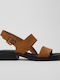 Dana Leather Women's Flat Sandals in Brown Color