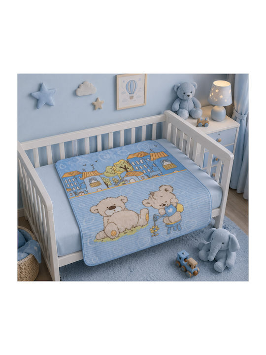 Kamtex Baby Decke Kinderbett Samt Hellblau 100x120cm