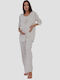 Vienetta Secret Set Pyjamas Schwangerschaft in Beige Farbe