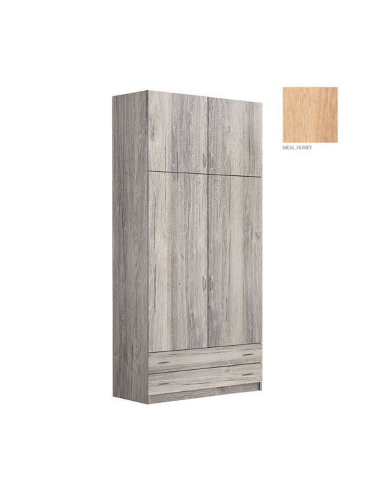 Doppeltür Kleiderschrank mit Aufsatz Honey 102x60x233cm