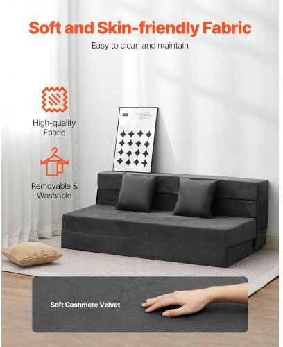 Multifunctional Bean Bag Chair Sofa Dark Gray 206x154.5x15cm