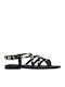 Darrington Leather Women's Flat Sandals in Black Color