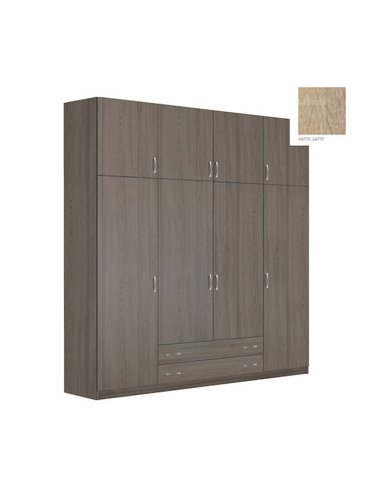Vier Türen Kleiderschrank mit Aufsatz Latte 202x60x233cm