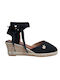 Women's Synthetic Leather Platform Espadrilles Black