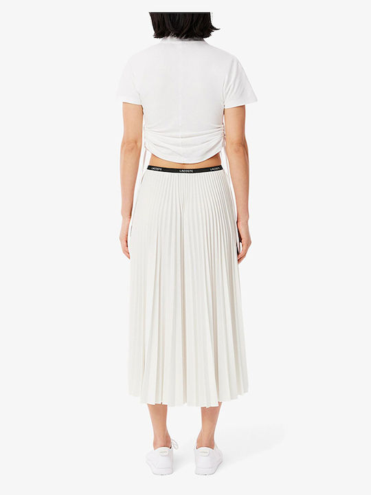 Lacoste Плисе С висока талия Maxi Пола Off White