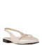 Patent Leather Pointy Slingback Ballerinas With strap Beige