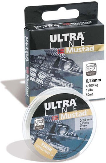 Πετονιά Mustad Thor-f Fluorocarbon 50m Διάφανο 0.40mm