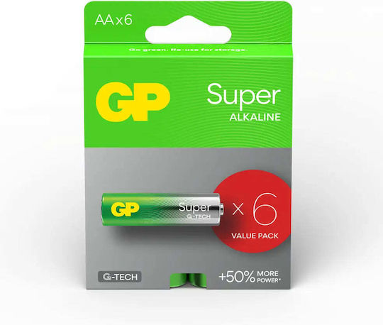 GP Super LR6 AA Алкални батерии 4+2 бр. в опаковка 1.5V GP-BA-15A21-SBV6