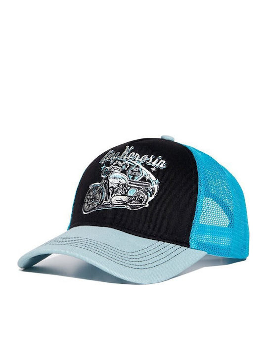 King Kerosin Cap Light Blue Black Embroidery King Kerosin Acer Racer Cap Black Blue Kki3c001-224