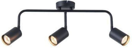 Eurolamp Triple Spot with Socket GU10 in Black Color