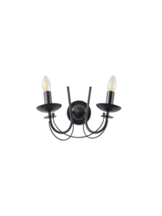 Eurolamp Vintage Φωτιστικό Τοίχου με Ντουί E14 Διάφανο 32x30x19εκ.