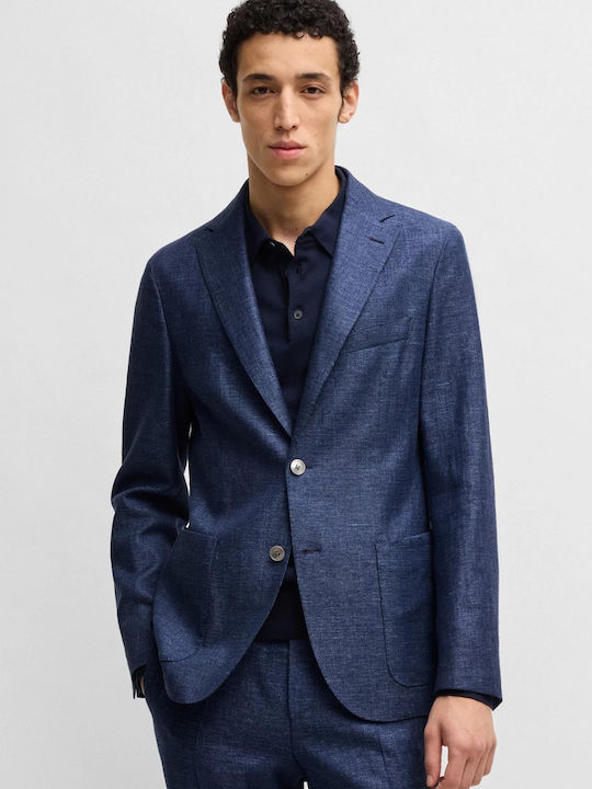 C Hanry Men's Summer Suit Jacket Slim Fit Dark Blue