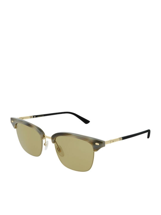 Gucci Unisex Sonnenbrille mit Braun Schildkröte Gestell und Gelb Linse GG0389S 009