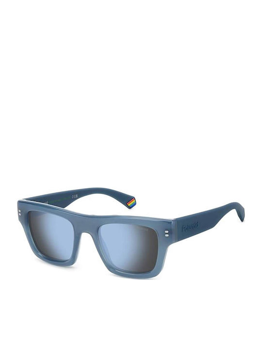 Polaroid Unisex Sunglasses with Blue Plastic Frame and Blue Mirror Lens pld6238/s/x MVU/5X