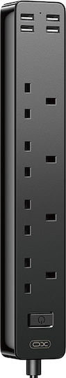 XO Πολύπριζο με USB-A και Καλώδιο 1.8m Αγγλίας (Type G)