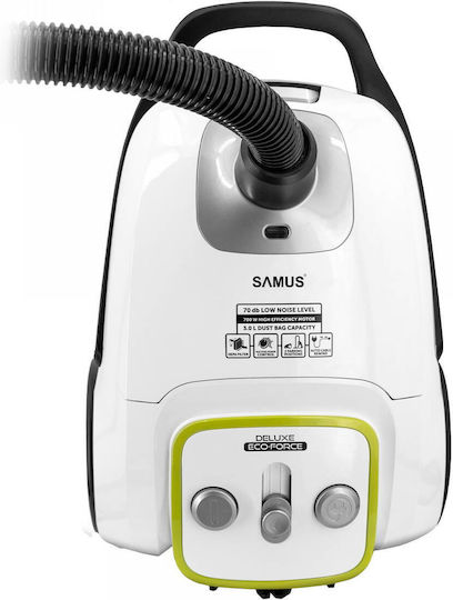 Samus Deluxe ECO-FORCE Ηλεκτρική Σκούπα 700W με Σακούλα 3lt Λευκή