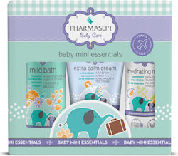 Pharmasept Baby Care Mini Essentials Комплект за грижа Нежен душ гел - 100 мл & Екстра успокояващ крем - 40 мл & Хидратиращо мляко - 40 мл 3бр