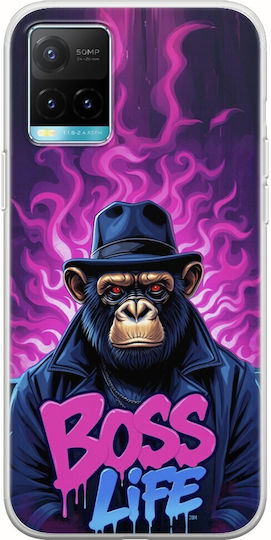 Carcasă flexibilă din silicon transparent Boss Life Chimpanzee pentru Vivo Y33s