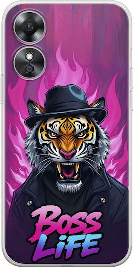 Boss Life Tiger Oppo A17 Гъвкав TPU Прозрачен Силикон