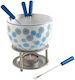 Mastrad Ceramic Fondue Pot with Tea Light Blue