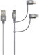 Skross 3 In 1 Cable Usb-a Usb-c Lightning Micro Usb Metal Braided 0.3 M