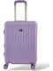 Playful Bags Cabin Travel Suitcase Hard Purple with 4 Wheels Height 55cm