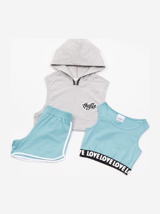 Trax Kids' Set with Shorts Summer 3pcs Milky Blue