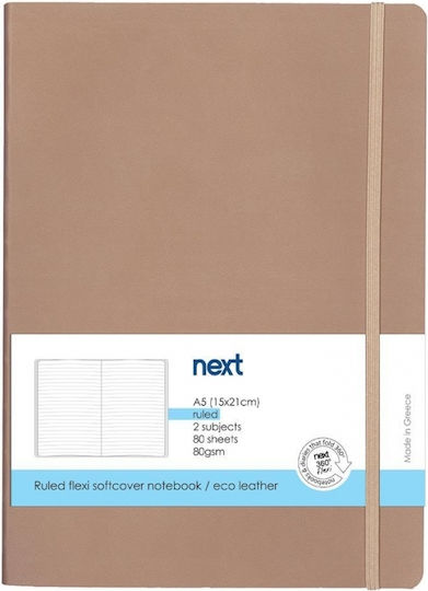 Next Notizbuch 80 Blätter A5 Geregelt mit Gummiband Beige