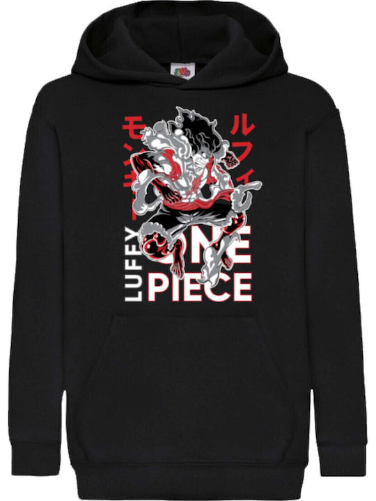 Детски суитшърт с качулка Японско аниме манга Тралала One Piece Luffy 01 Сив
