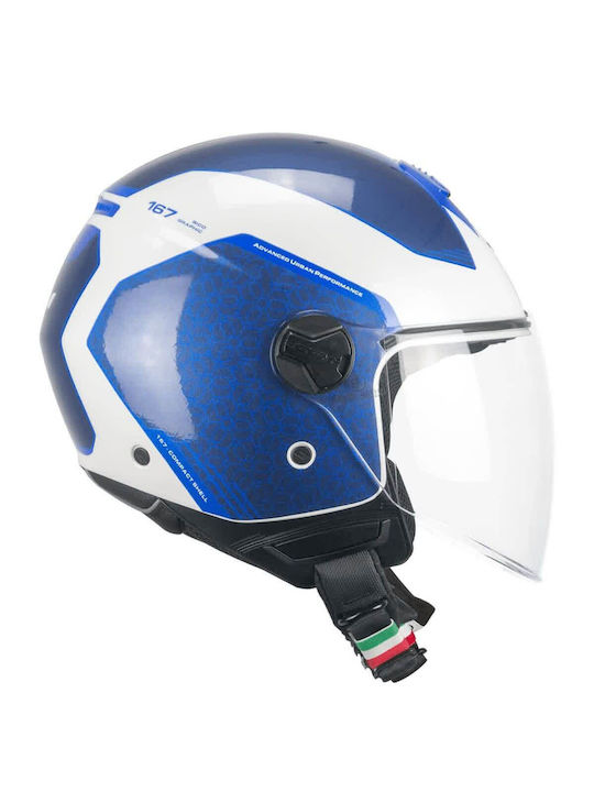 CGM 167L Flo Bico Blue/White Gloss Cască Moto J...