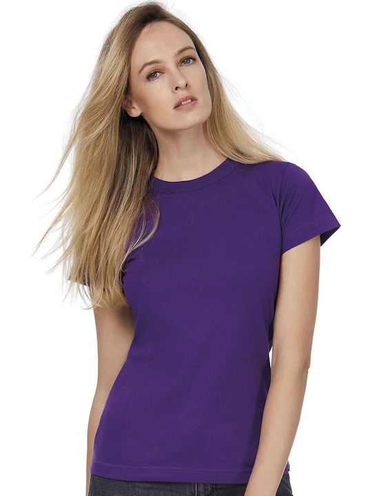 B&C Exact 190 Women Women's Short Sleeve Promotional T-Shirt Purple