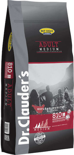 Dr.Clauder's Best Choice 12.5kg Dry Food Gluten-Free for Adult Medium Breed Dogs with Chicken, Rice and Poultry