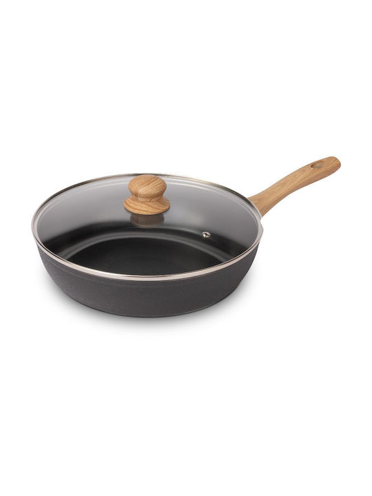 Lamart Natur Aluminum Pan with Lid with Non-Stick Interior Coating 28cm