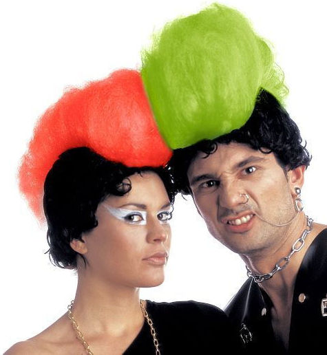 Perucă de Carnaval Punk 4 Culori 61810 Albă
