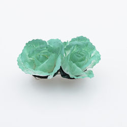 Agrafă Romantică cu Floare din Material - Verde