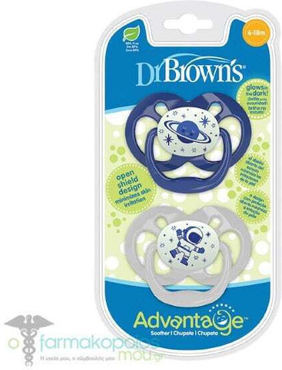 Dr. Brown's Pacifiers Silicone Night Blue for 6-18 months 2pcs