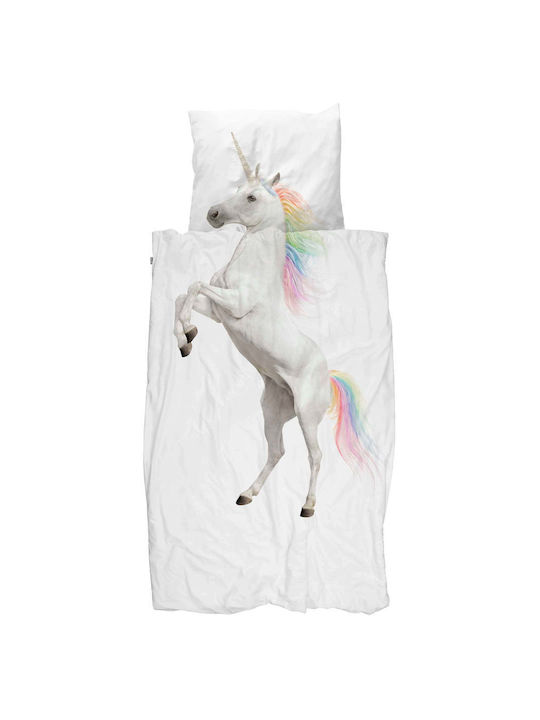 Snurk Set Kids Duvet Cover Single with Pillowcase White 140x200cm