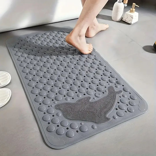 Teppich Rutschfeste Badematte mit Saugnäpfen Gray 50x80εκ.