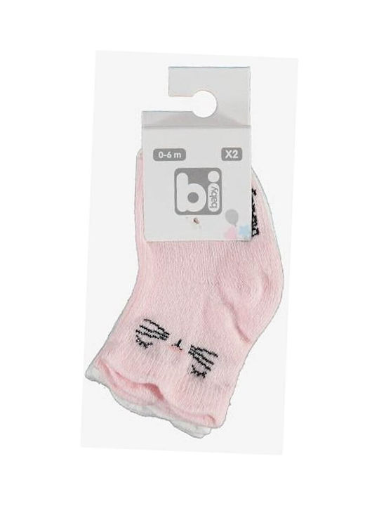 Bi Baby Șosete pentru Copii Roz-ecru 2 Perechi Bi Baby Șosete pentru Copii Roz-ecru 2 Perechi