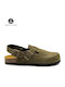 Afelpado Grueso Anatomical Leather Women's Slippers Green