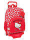 Hello Kitty Σχολική Τσάντα Τρόλεϊ Δημοτικού Λευκή με Θήκη για Παγούρι