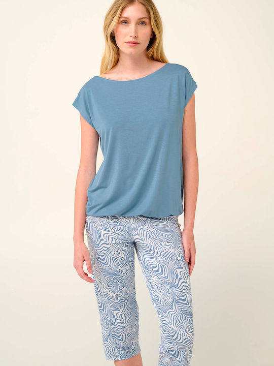 Vamp Winter Damen Pyjama-Set Hellblau
