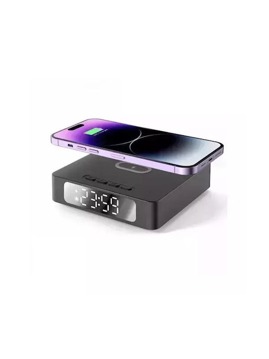 Ceas Digital de Masă cu Alarmă & Încărcare Wireless Negru AY-25