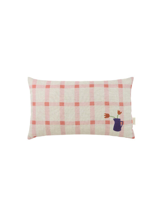 Vibes Rectangular Cushion Pink Windowpane Tulips 44x25 M