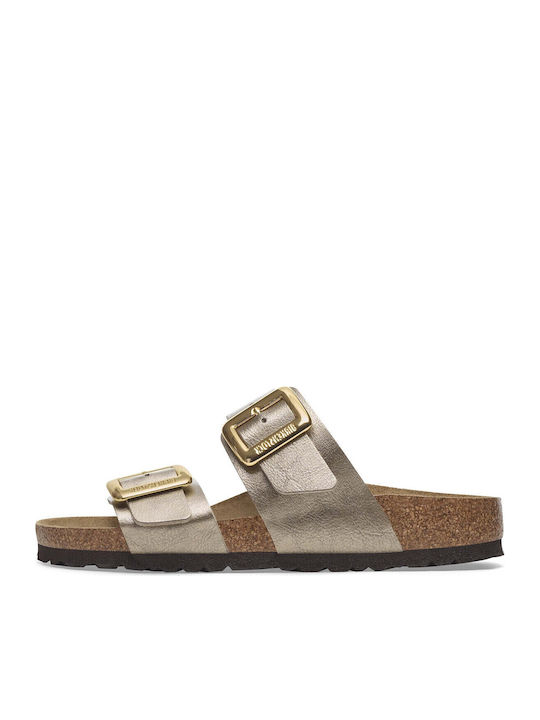 Birkenstock Sydney Leather Women's Flat Sandals in Brown Color