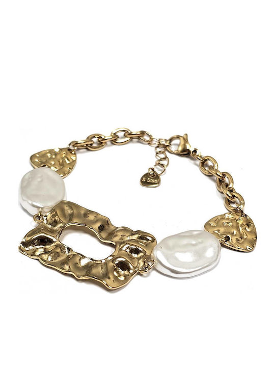 Isay Collection Women's Bracelet Chain made of Steel Gold Plated with Pearls