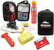Car Emergency Kit with First Aid Kit Fire Extinguisher Jump Cables Tow Rope Emergency Hammer & Gloves