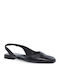 Δερμάτινες Γυναικείες Μπαλαρίνες Slingback σε Μαύρο Χρώμα