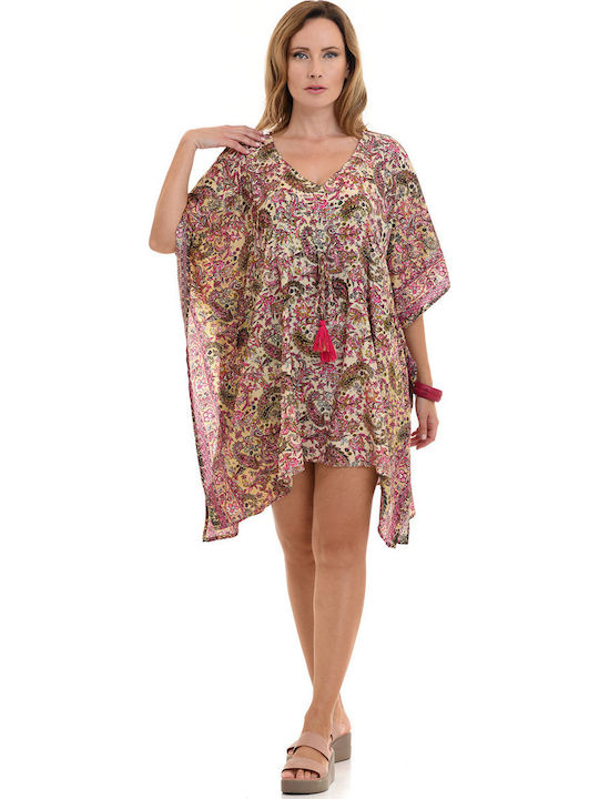 Women's Kaftan Bikini Gold Pink 23-092